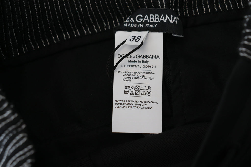 Dolce &amp; Gabbana Black Straight Fit Cotton Pants