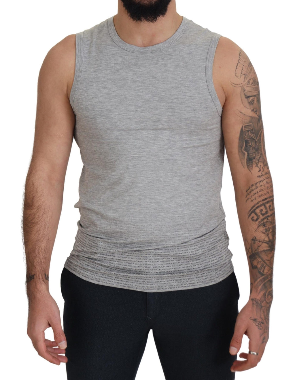 Ermanno Scervino Gray Sleeveless Men Pullover T-shirt
