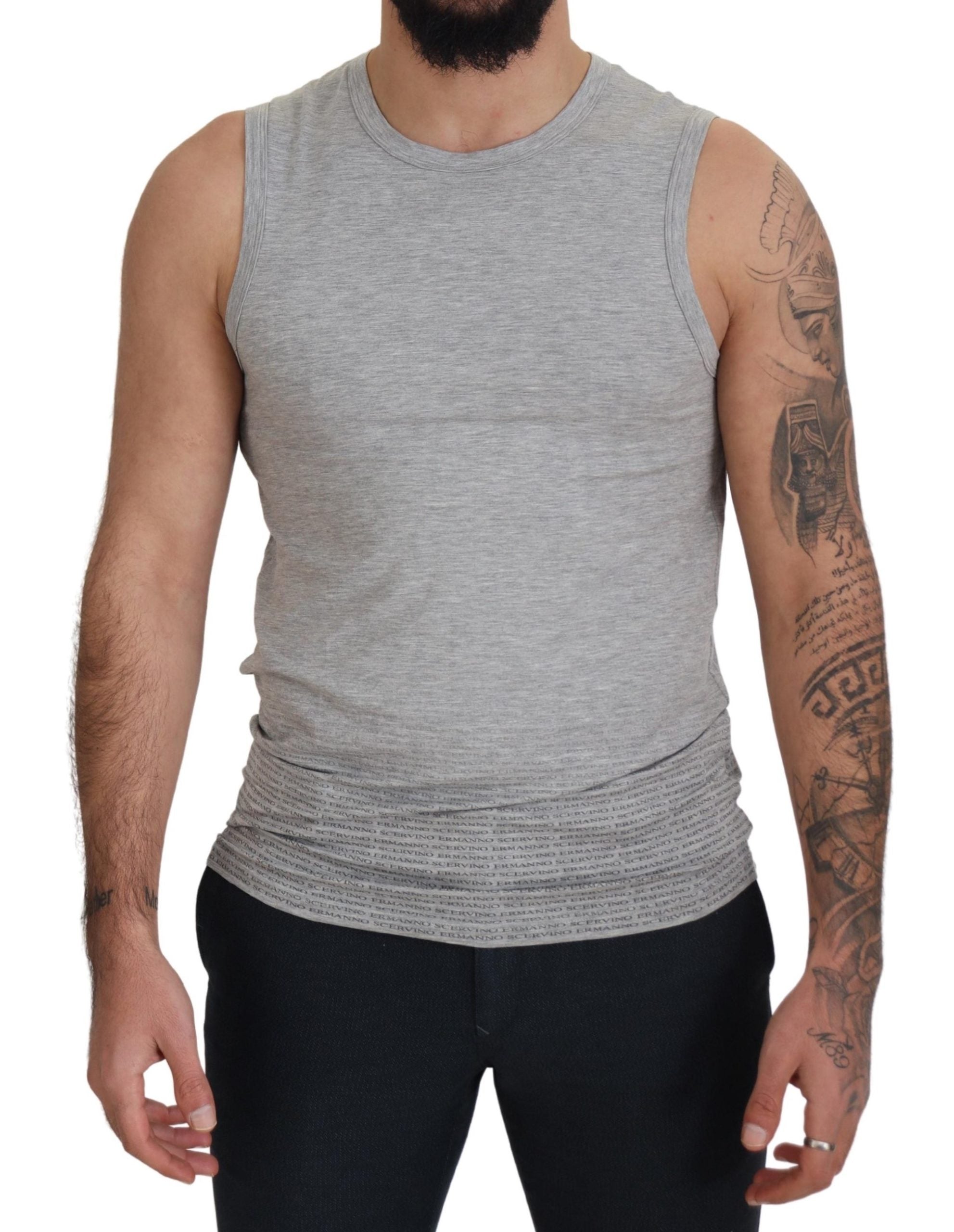 Ermanno Scervino Gray Sleeveless Men Pullover T-shirt