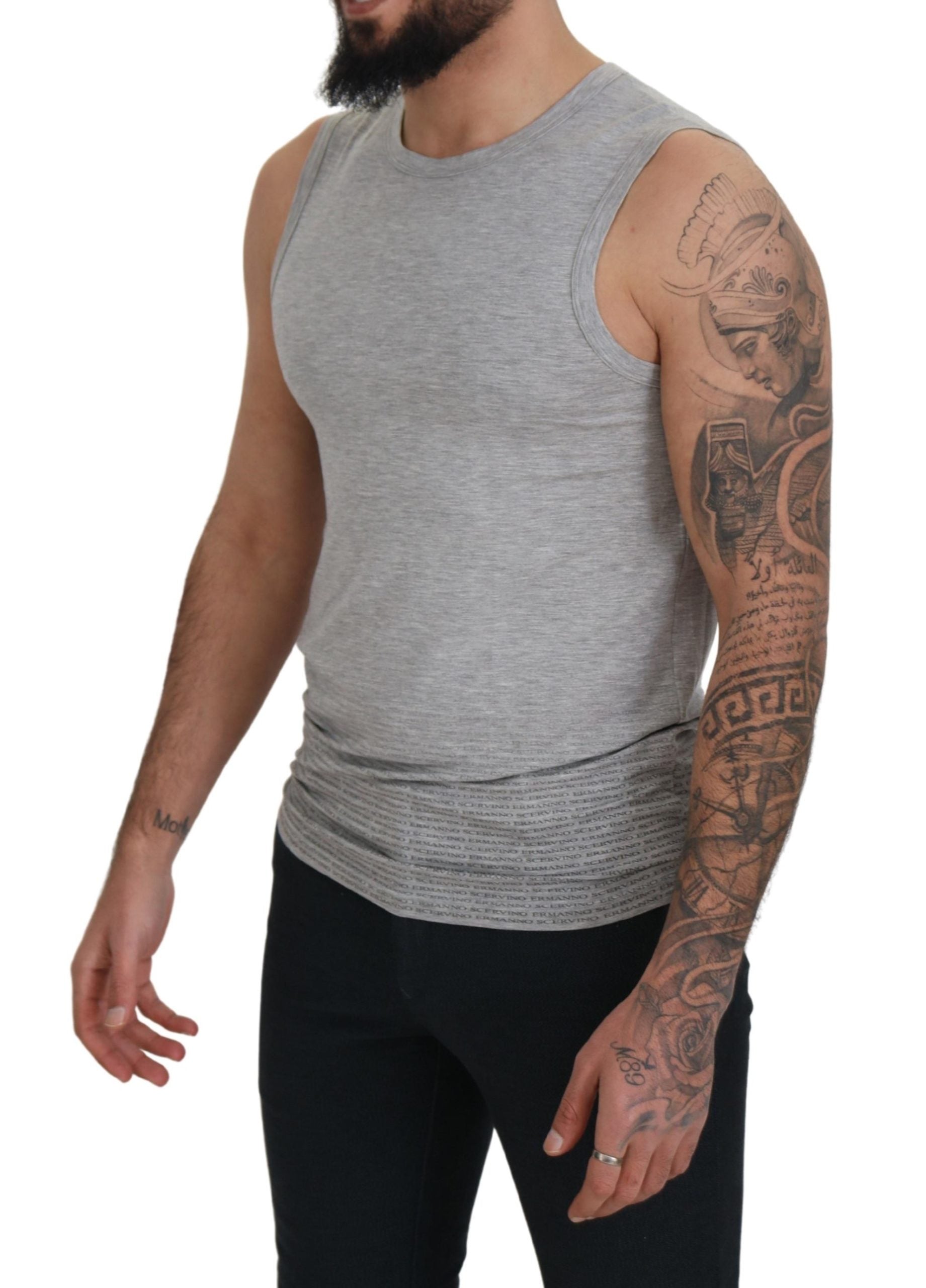 Ermanno Scervino Gray Sleeveless Men Pullover T-shirt