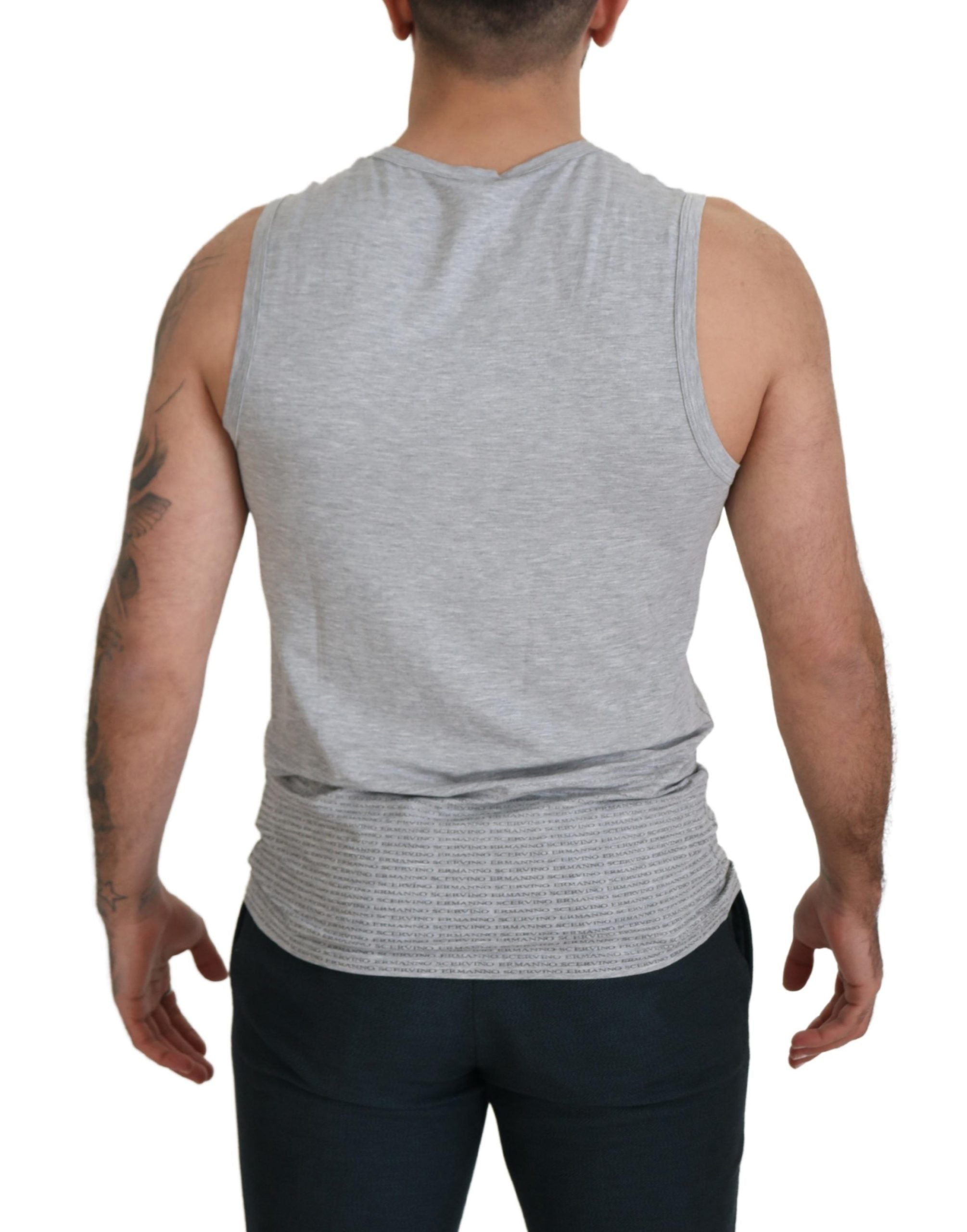 Ermanno Scervino Gray Sleeveless Men Pullover T-shirt