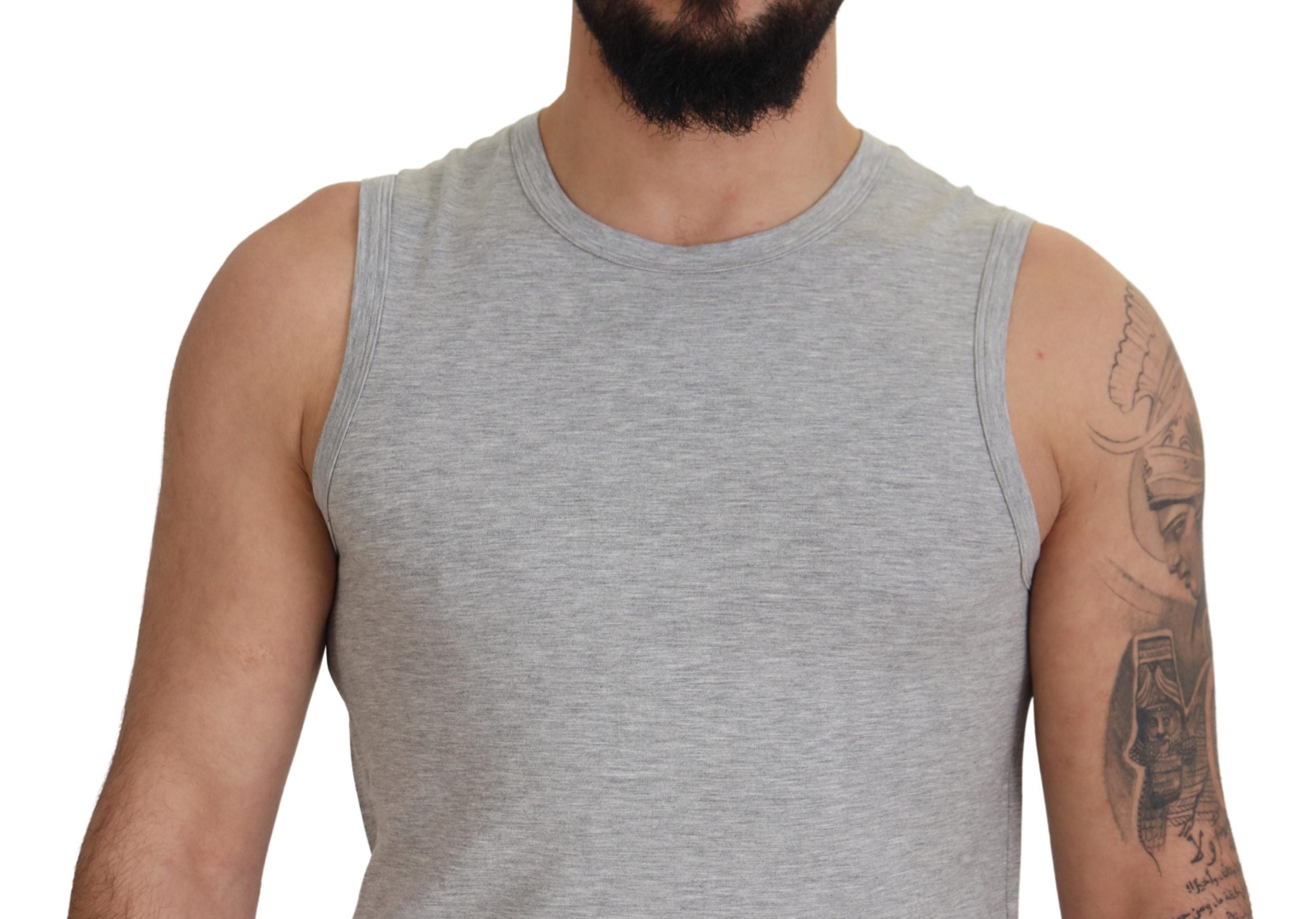 Ermanno Scervino Gray Sleeveless Men Pullover T-shirt