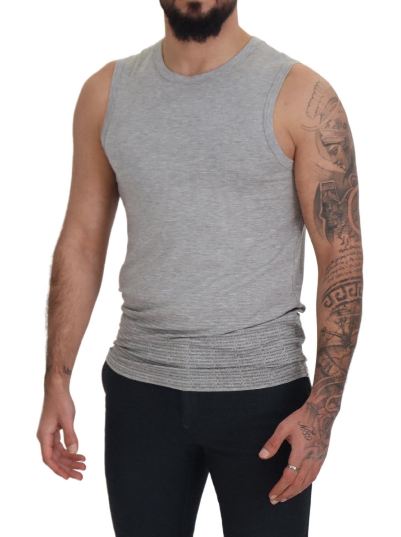Ermanno Scervino Gray Sleeveless Men Pullover T-shirt