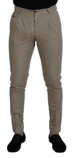 Dolce & Gabbana Beige Cotton Slim Fit Men Pants