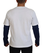 Dolce &amp; Gabbana White Blue DG Crown Pullover Sweater