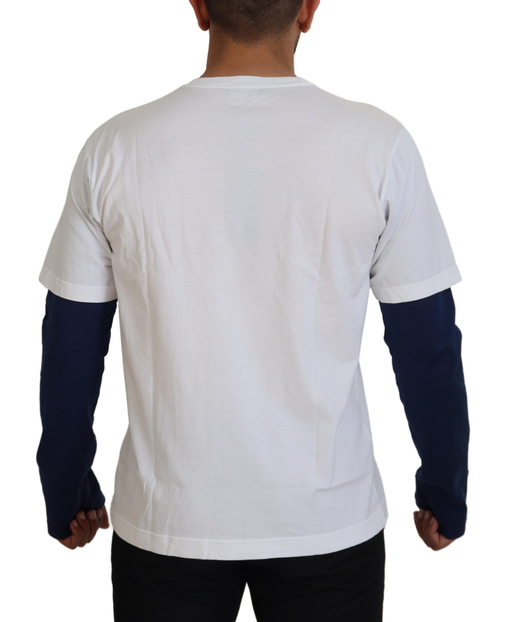 Dolce &amp; Gabbana White Blue DG Crown Pullover Sweater
