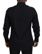Dolce &amp; Gabbana Black Gold Cotton Slim Fit Dress Mens Shirt