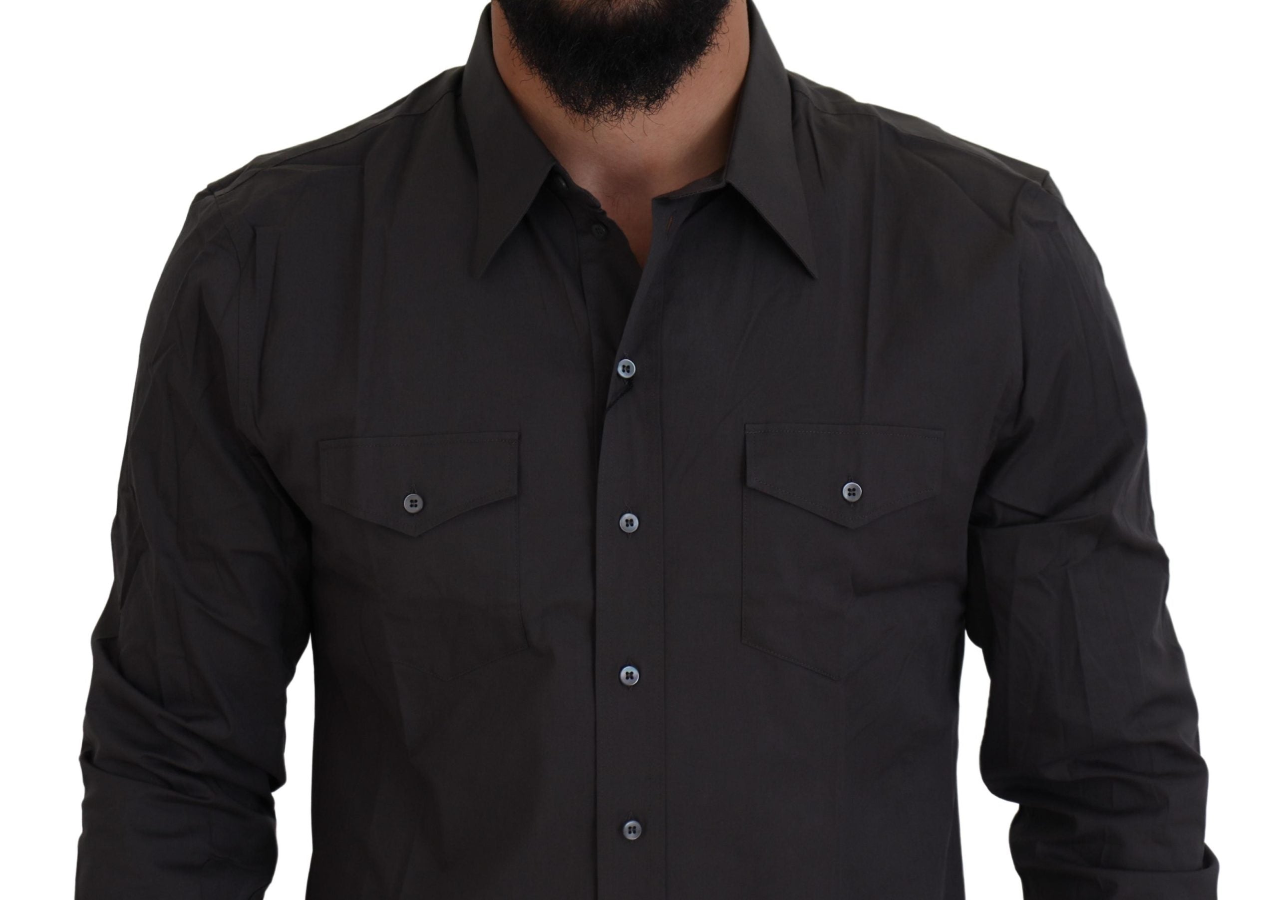 Dolce &amp; Gabbana Gray SICILY Slim Fit Stretch Dress Shirt