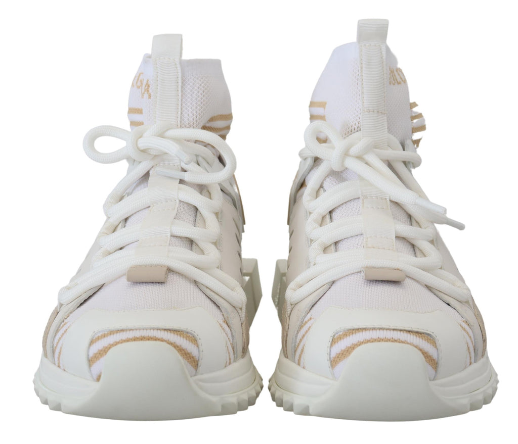 Dolce &amp; Gabbana White Beige Sorrento Sneakers Shoes