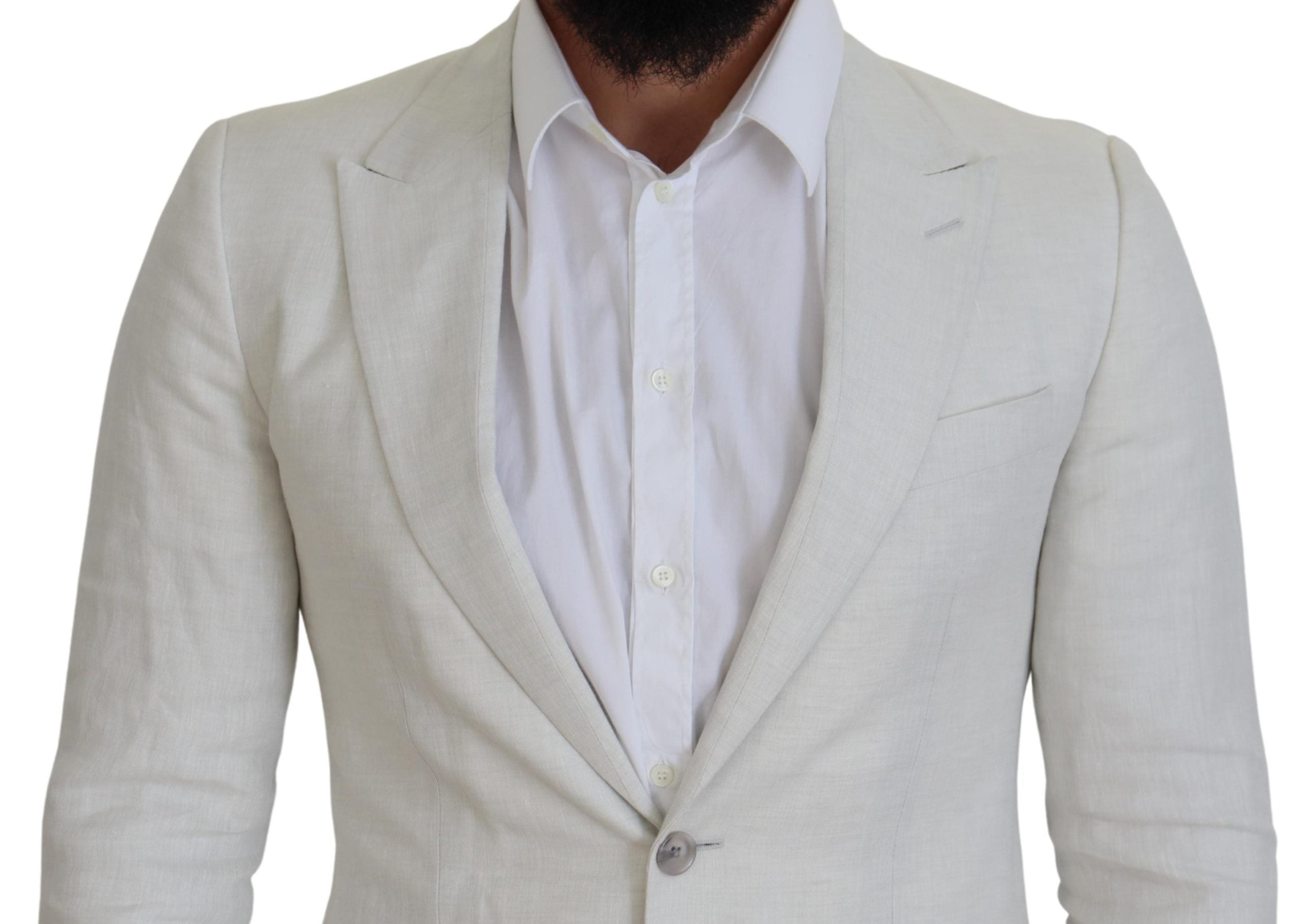 Dolce &amp; Gabbana White Linen Slim Fit Jacket Blazer