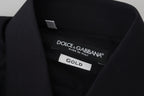 Dolce &amp; Gabbana Black Cotton Slim Fit Formal Dress GOLD Shirt