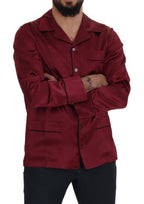 Dolce &amp; Gabbana Red Silk Lounge Top Pajama Sleepwear Shirt