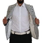 Dolce &amp; Gabbana White Black Striped Slim Fit Jacket Blazer
