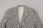 Dolce &amp; Gabbana White Black Striped Slim Fit Jacket Blazer