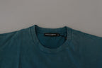 Dolce &amp; Gabbana Blue Logo Print Crewneck Cotton T-shirt