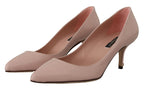 Dolce &amp; Gabbana Pink Patent Leather Kitten Heels Pumps Shoes