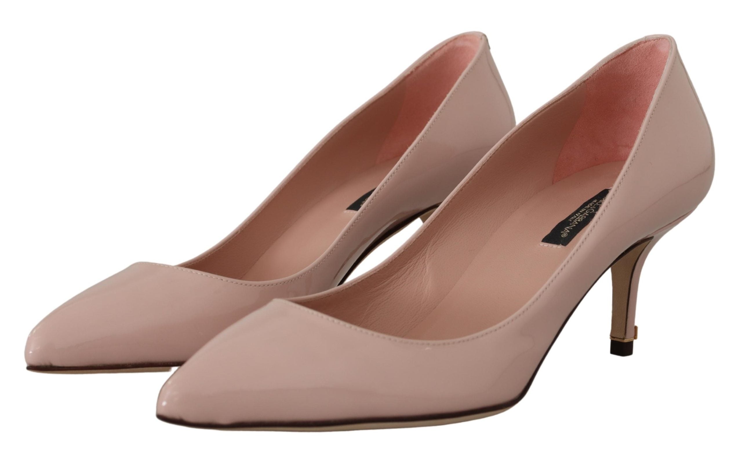 Dolce &amp; Gabbana Pink Patent Leather Kitten Heels Pumps Shoes