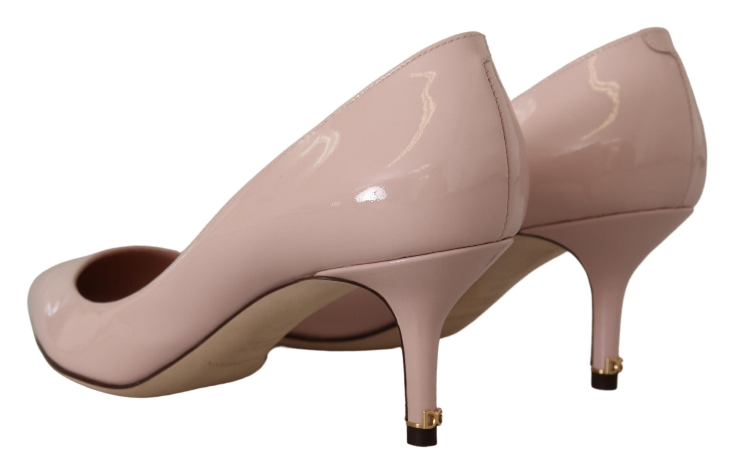 Dolce &amp; Gabbana Pink Patent Leather Kitten Heels Pumps Shoes