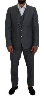 Dolce &amp; Gabbana Gray MARTINI 3 Piece Slim Fit Suit