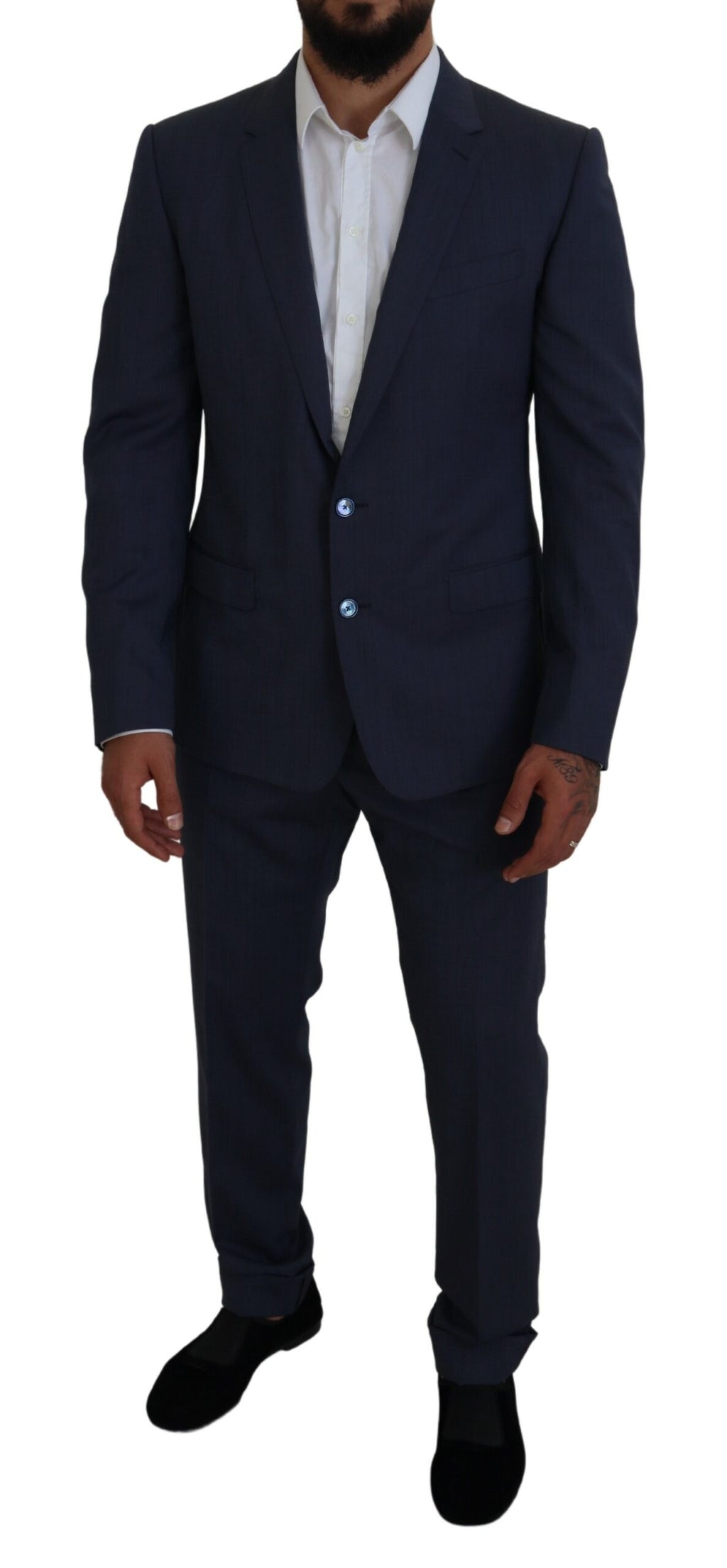 Dolce &amp; Gabbana Blue Wool MARTINI 2 Piece Slim Fit Suit