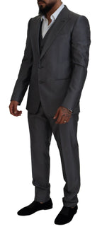 Dolce &amp; Gabbana Gray SICILY 3 Piece Slim Fit Suit