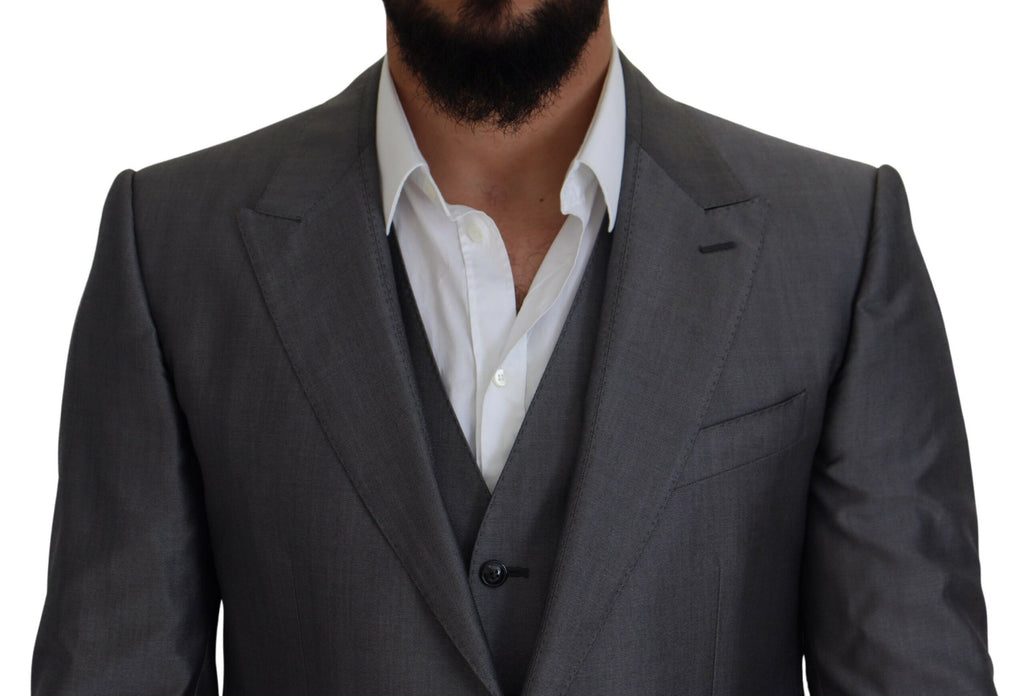Dolce &amp; Gabbana Gray SICILY 3 Piece Slim Fit Suit