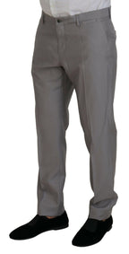 Dolce &amp; Gabbana Silver Wool Silk 3 Piece Slim Fit Suit
