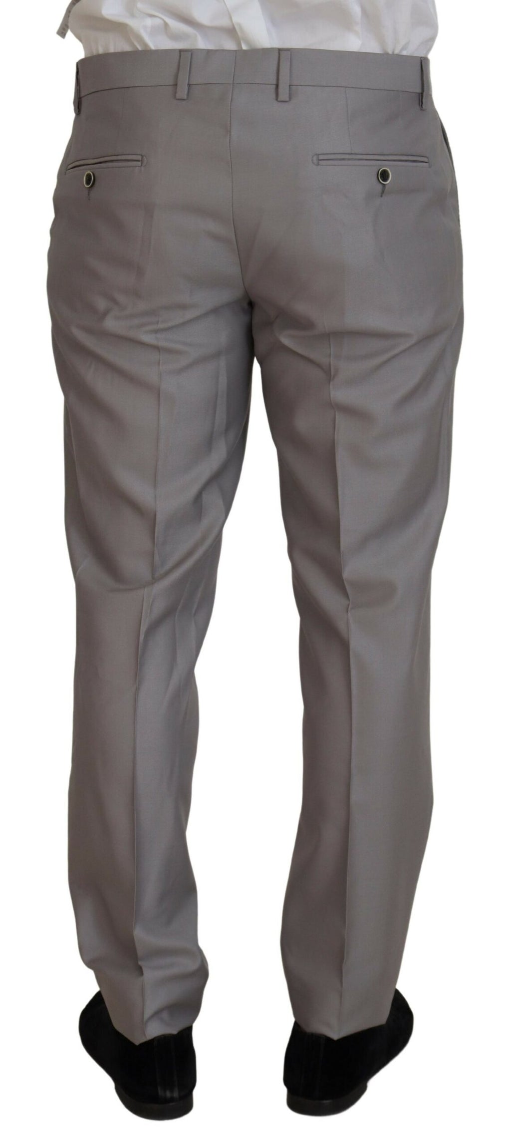 Dolce &amp; Gabbana Silver Wool Silk 3 Piece Slim Fit Suit