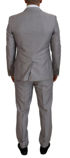 Dolce &amp; Gabbana Silver Wool Silk 3 Piece Slim Fit Suit