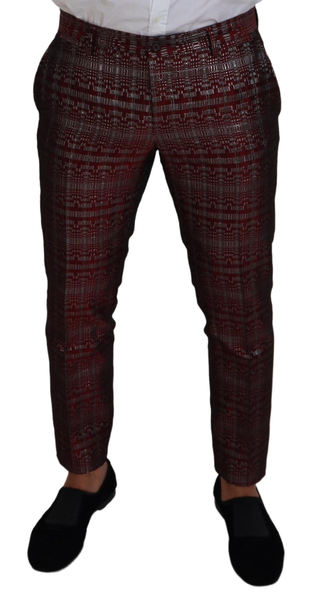 Dolce &amp; Gabbana Bordeaux Silver GOLD Slim Fit Suit