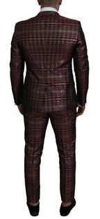 Dolce &amp; Gabbana Bordeaux Silver GOLD Slim Fit Suit