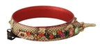 Dolce &amp; Gabbana Beige Exotic Leather Crystals Shoulder Strap