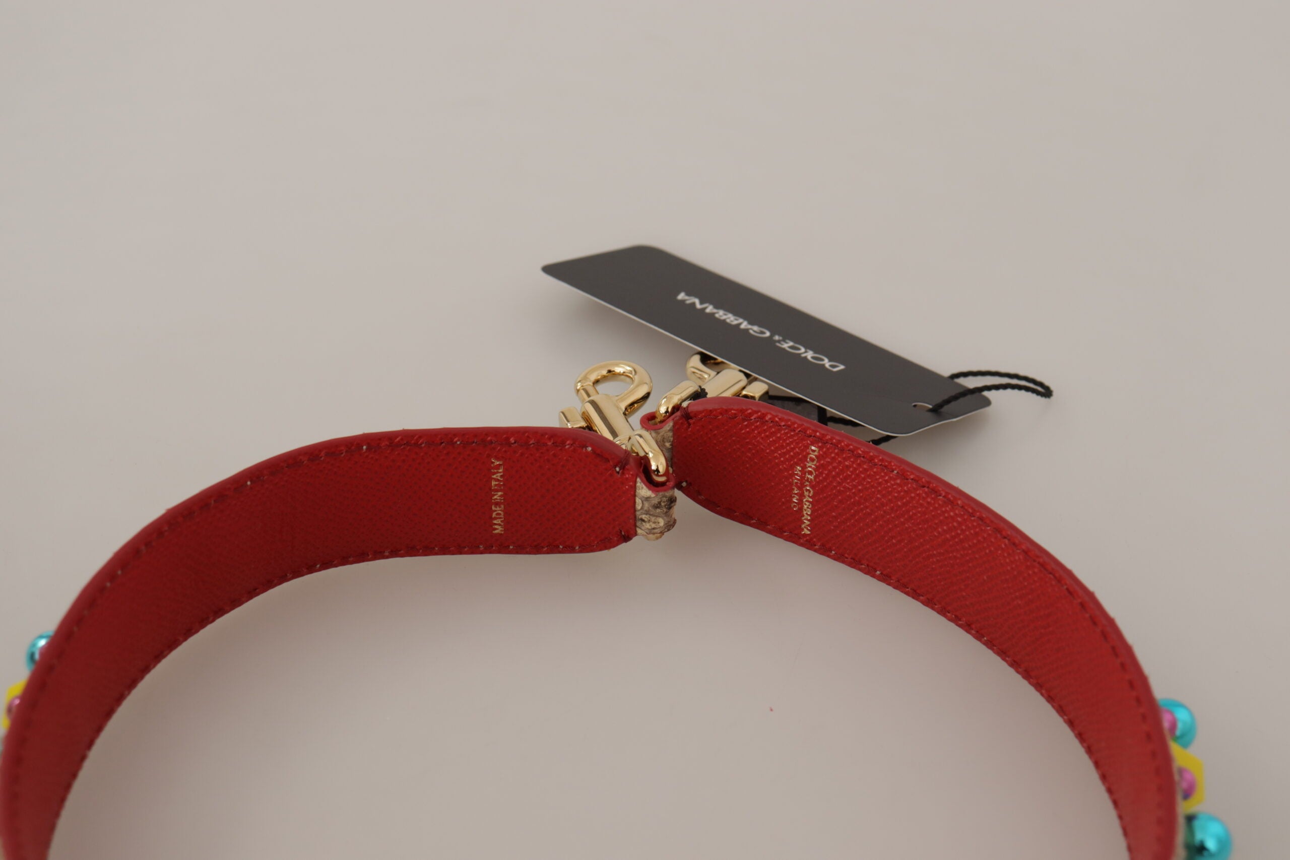 Dolce &amp; Gabbana Beige Python Leather Crystals Shoulder Strap