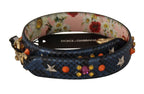 Dolce &amp; Gabbana Blue Exotic Leather Crystals Reversible Shoulder Strap