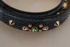 Dolce &amp; Gabbana Blue Exotic Leather Crystals Shoulder Strap