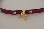 Dolce &amp; Gabbana Red Exotic Leather Crystals Shoulder Strap