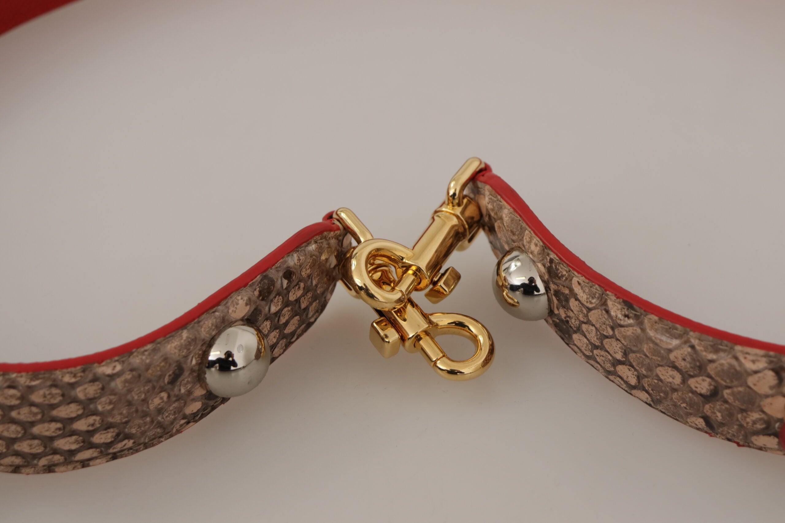 Dolce &amp; Gabbana Brown Python Leather Crystals Shoulder Strap