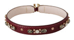 Dolce &amp; Gabbana Bordeaux Leather Crystals Bag Shoulder Strap