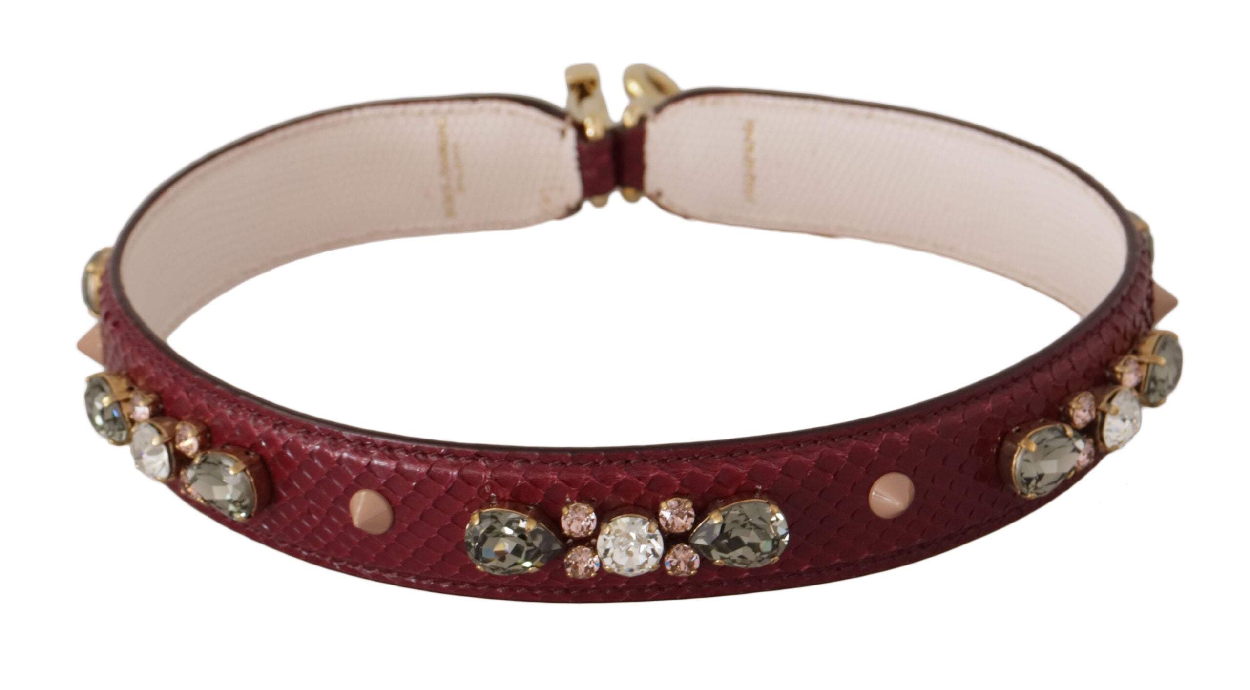 Dolce &amp; Gabbana Bordeaux Leather Crystals Bag Shoulder Strap