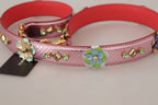 Dolce &amp; Gabbana Metallic Pink Leather Studded Shoulder Strap