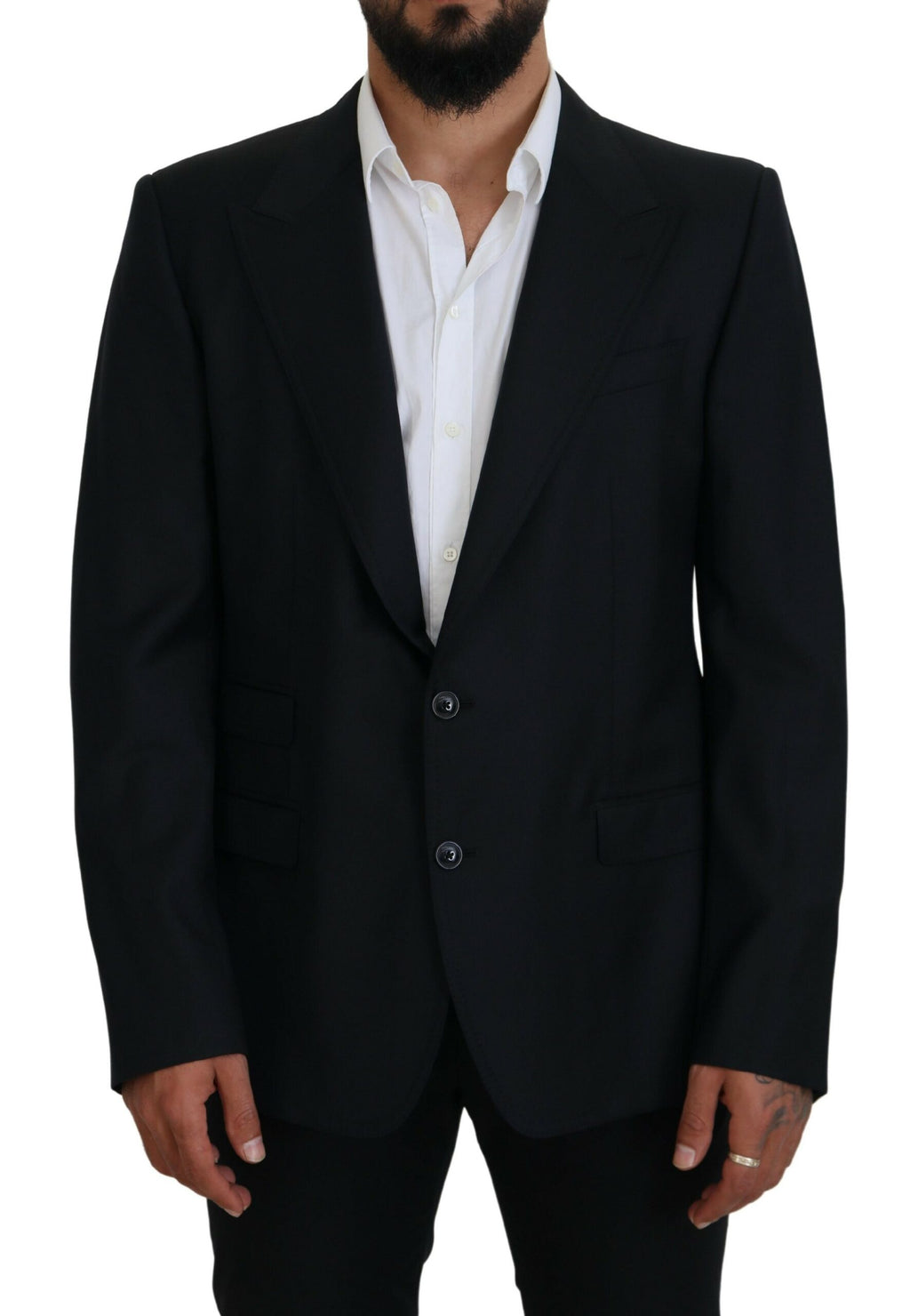 Dolce &amp; Gabbana Dark Blue Wool Formal Sicily Blazer