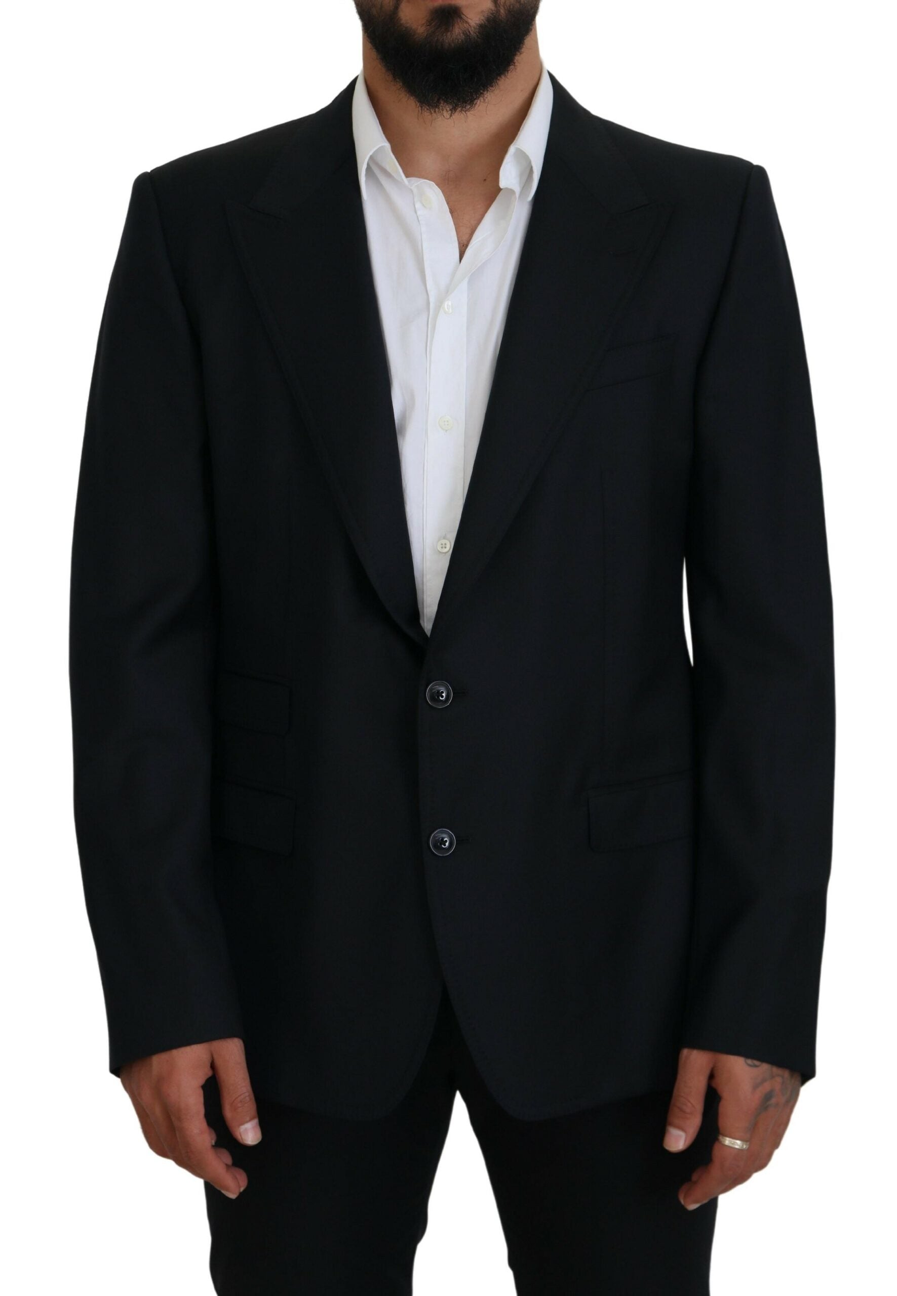 Dolce &amp; Gabbana Dark Blue Wool Formal Sicily Blazer