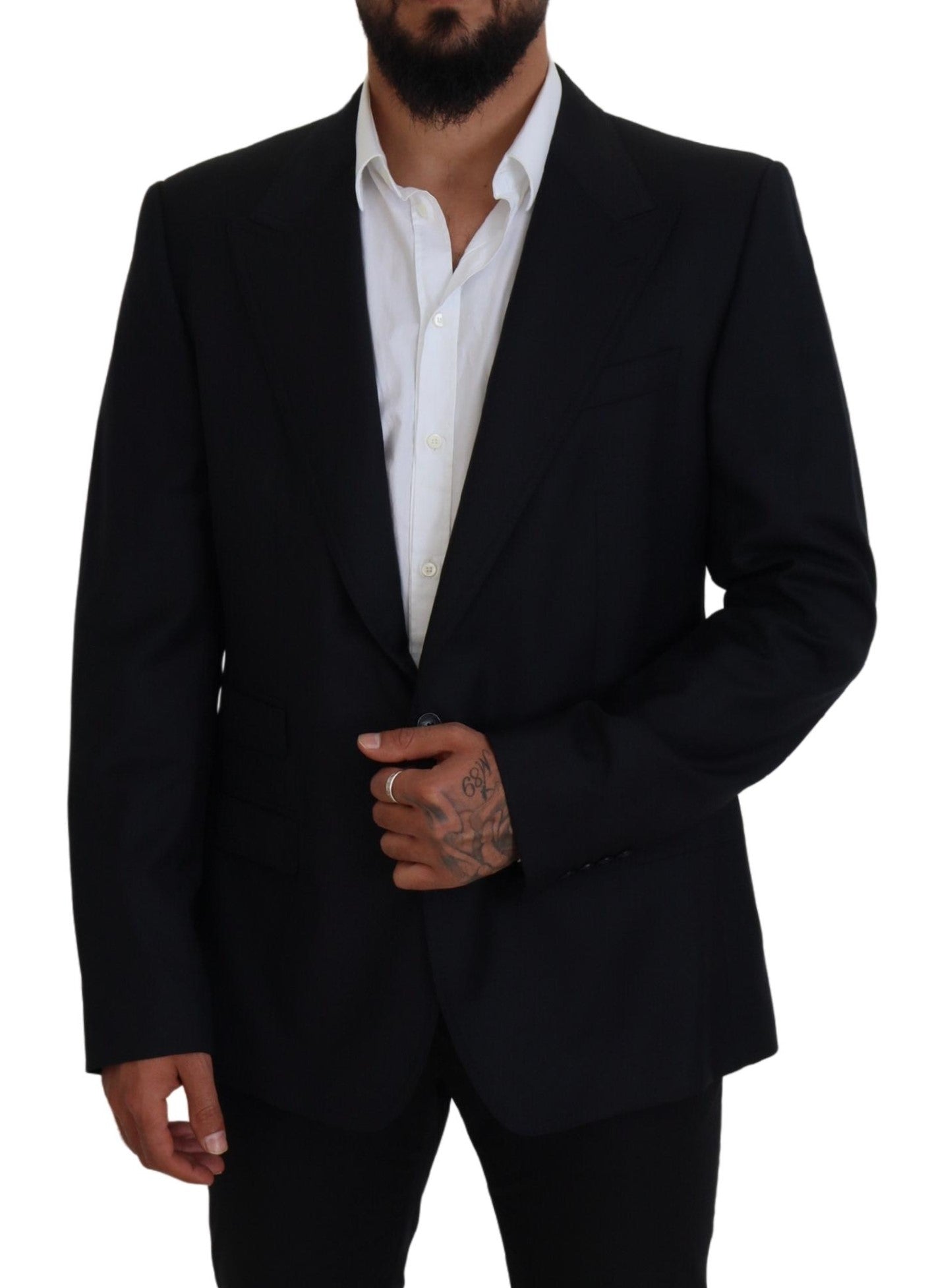 Dolce &amp; Gabbana Dark Blue Wool Formal Sicily Blazer