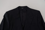 Dolce &amp; Gabbana Dark Blue Wool Formal Sicily Blazer