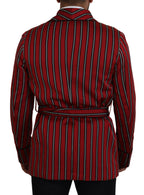 Dolce &amp; Gabbana Red Striped Martini Printed Lining Robe