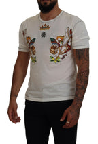 Dolce &amp; Gabbana White Printed Short Sleeves Men T-shirt