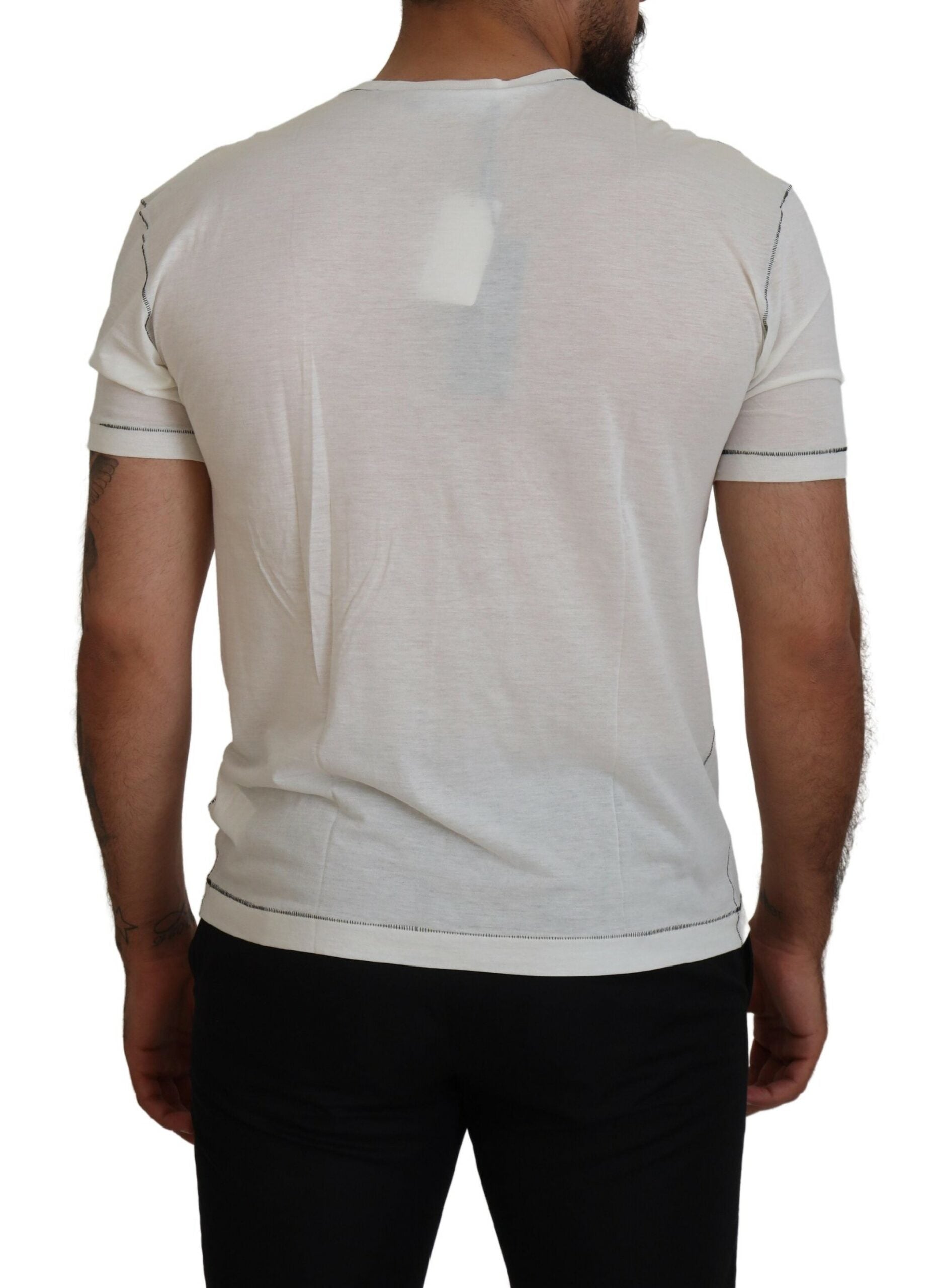 Dolce &amp; Gabbana White Printed Short Sleeves Men T-shirt