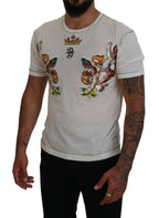 Dolce &amp; Gabbana White Printed Short Sleeves Men T-shirt