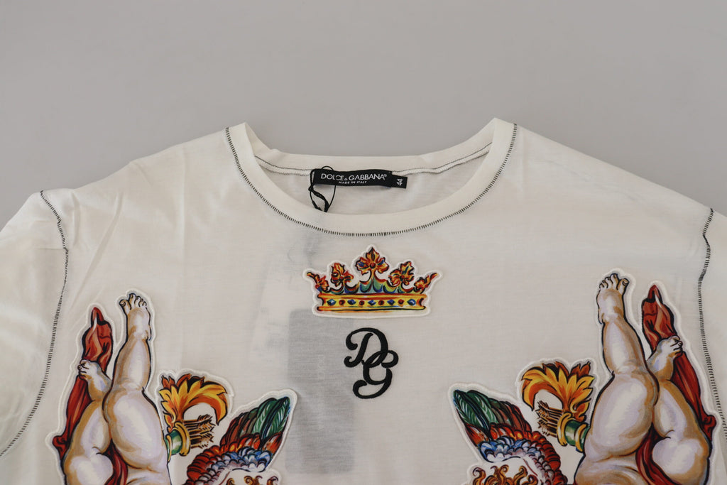 Dolce &amp; Gabbana White Printed Short Sleeves Men T-shirt