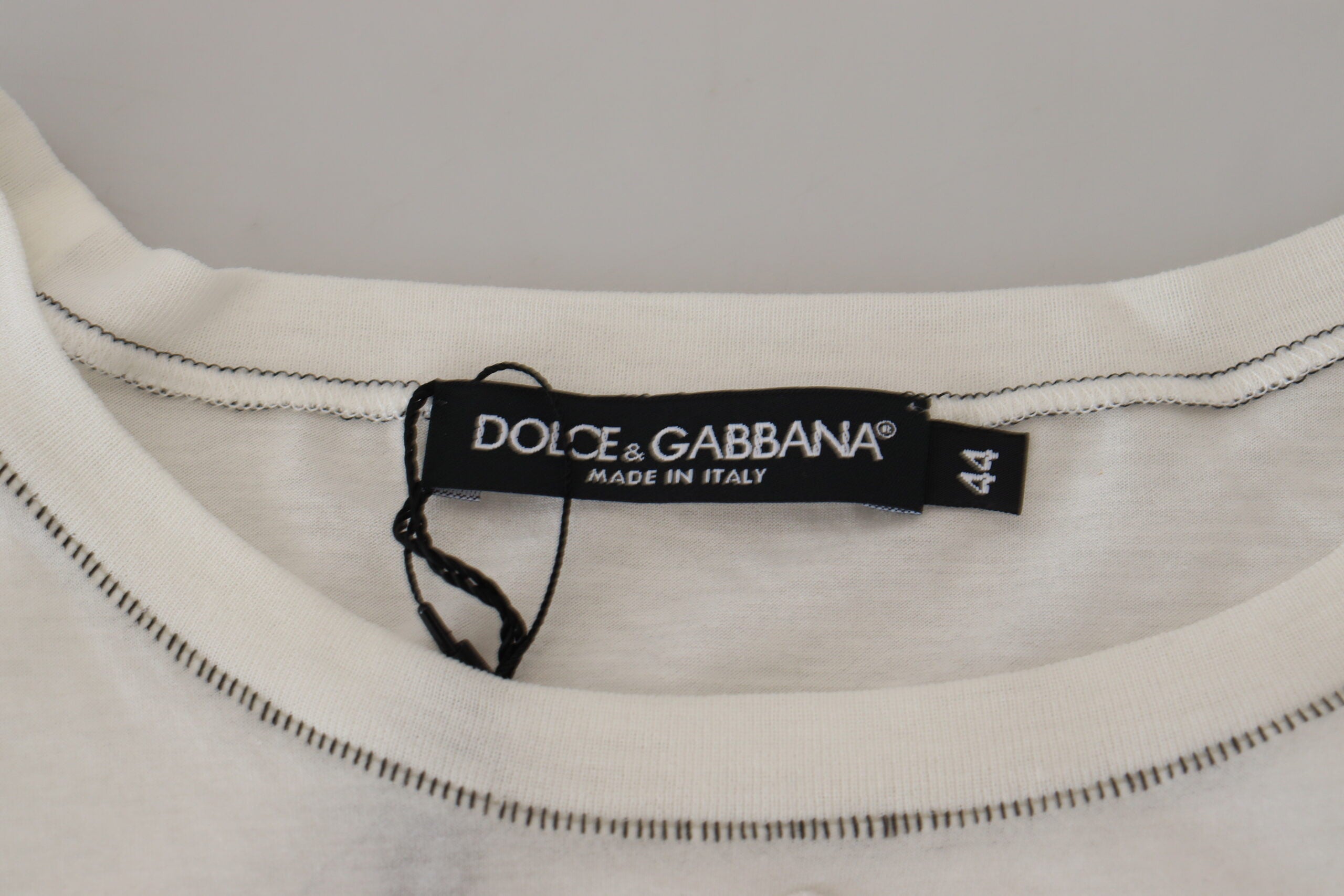 Dolce &amp; Gabbana White Printed Short Sleeves Men T-shirt